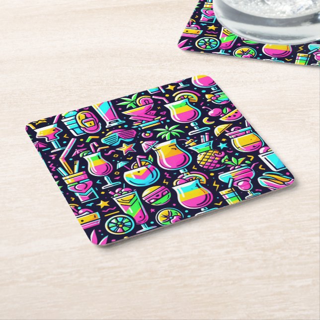 Cocktail  square paper coaster (Angled)