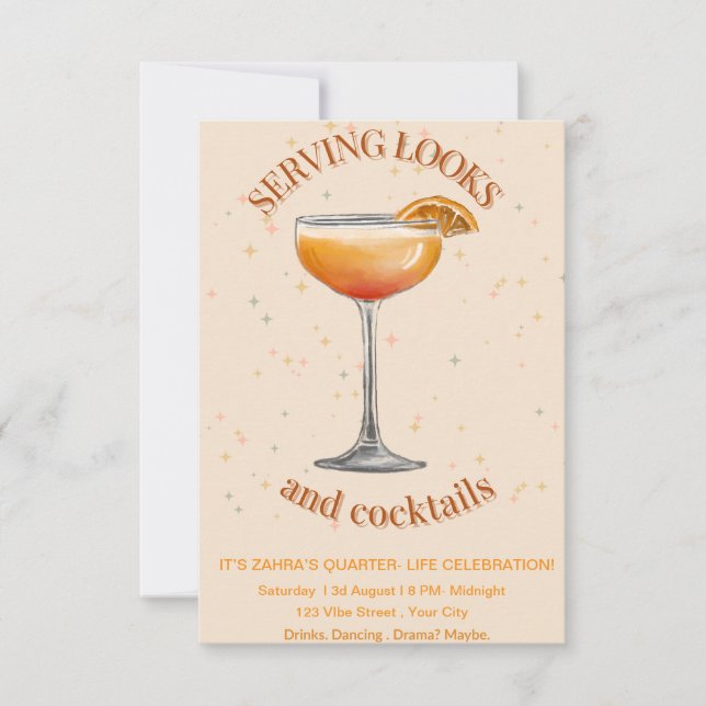 Cocktail tendance Invitation d'anniversaire - Glam (Devant)