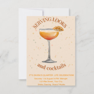 Cocktail tendance Invitation d'anniversaire - Glam