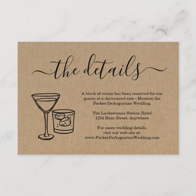 Cocktail Toast Information Details Enclosure Card (Front)
