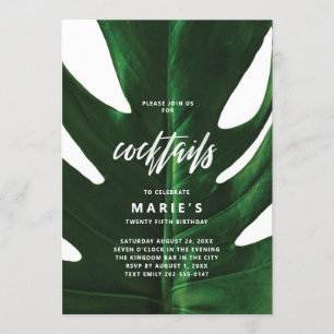 Cocktail Tropical Monstera Leaf Party Invitation