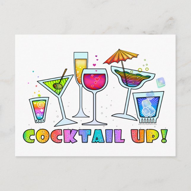 COCKTAIL UP GLASSES POSTCARD (Front)