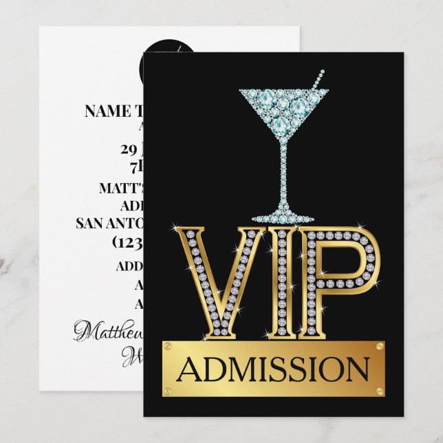 Cocktail VIP Admission Invitation (Devant / Derrière)