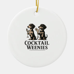 Cocktail Weenies Funny Dachshund Wiener Dog Ceramic Ornament