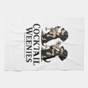 Cocktail Weenies Funny Dachshund Wiener Dog Kitchen Towel