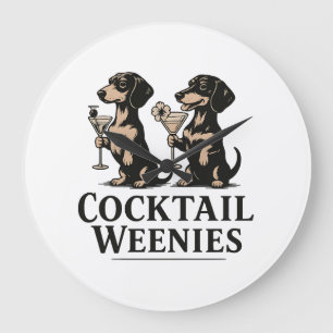 Cocktail Weenies Funny Dachshund Wiener Dog Large Clock