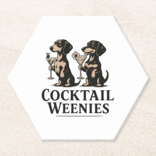 Cocktail Weenies Funny Dachshund Wiener Dog Paper Coaster