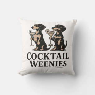 Cocktail Weenies Funny Dachshund Wiener Dog Throw Pillow