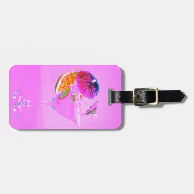 Cocktail with colourful umbrellas luggage tag (Front Horizontal)