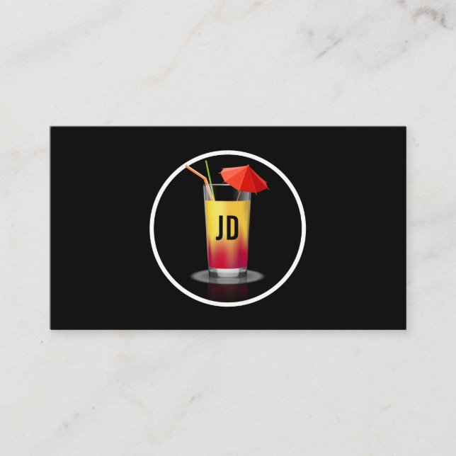 Cocktail with Umbrella and Straw Business Card (Front)