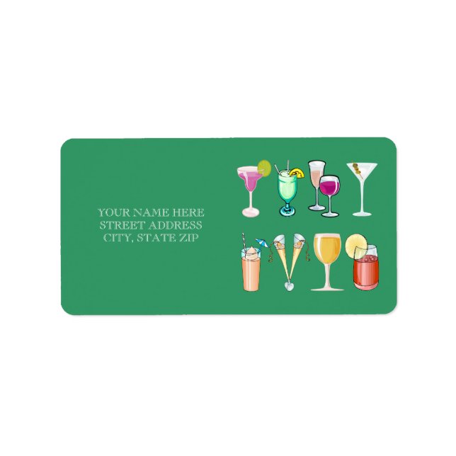 Cocktails Adresse Étiquettes (Devant)