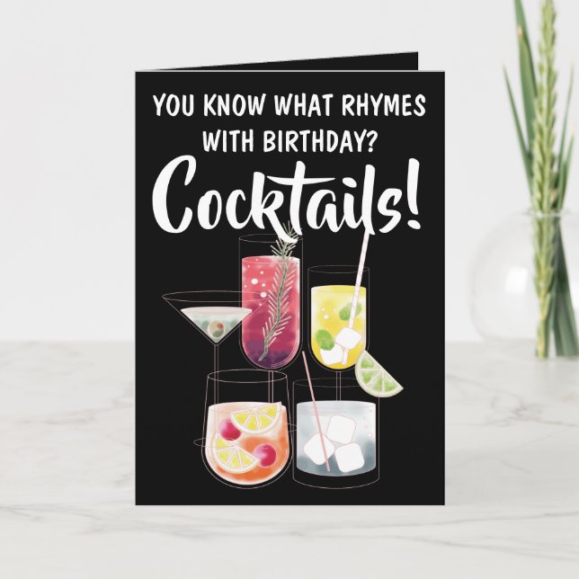 Cocktails amusants, carte d'anniversaire à boire (Devant)