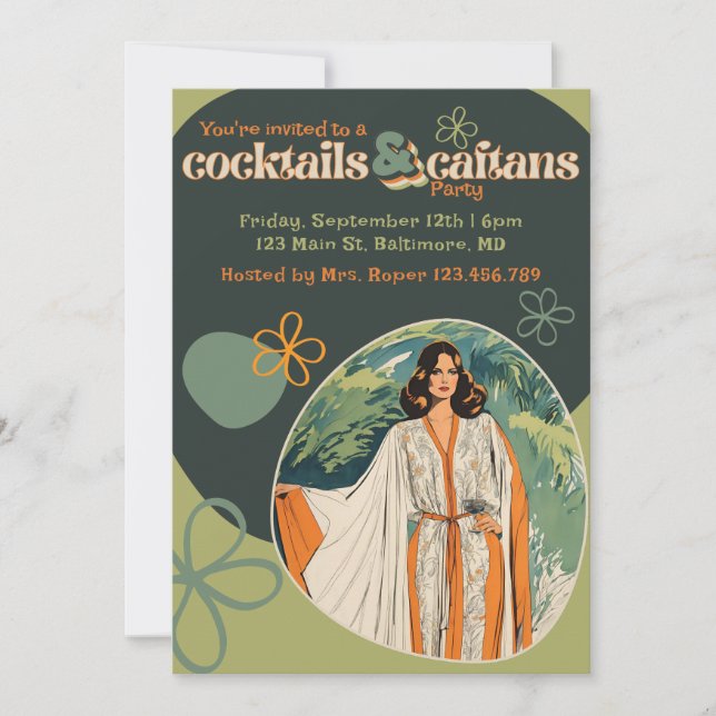 Cocktails and Caftans Invitation (Front)