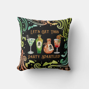 Cocktails and Costumes Halloween Party Throw Pillow