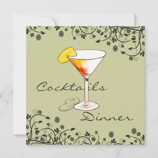 Cocktails And Dinner Birthday Party Invitation (Front)