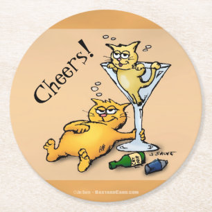 Cocktails and Kittens Cheers Custom Coasters