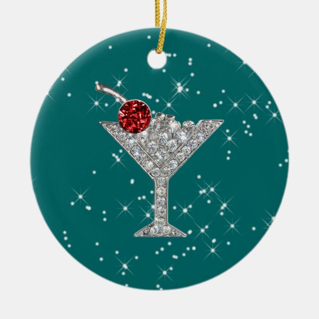 Cocktails Anyone? by SRF Ceramic Ornament (Front)