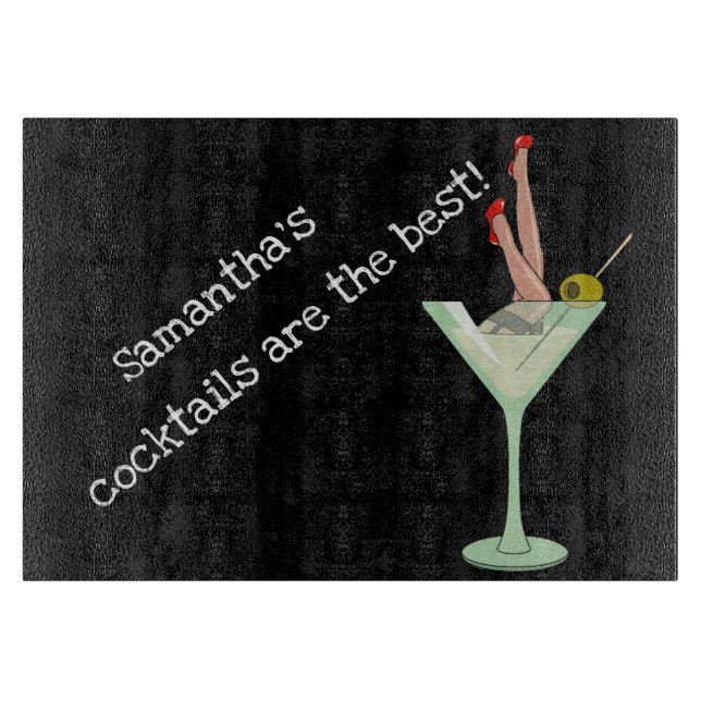Cocktails are the Best! Editable Name Cutting Board (Front)