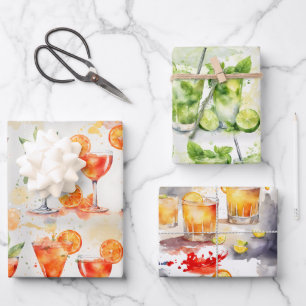 Cocktails at 7:00 wrapping paper sheet
