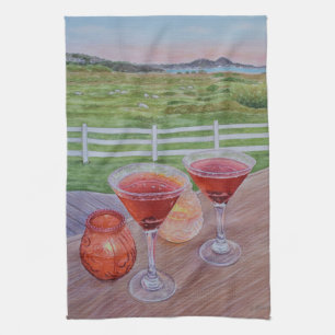 Cocktails at Mission Ranch Kitchen Towel