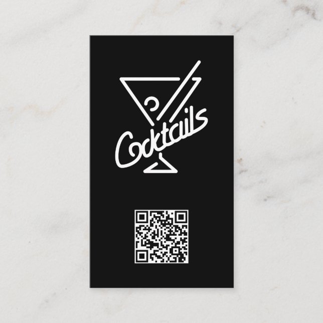 Cocktails / Bartender / QR Barcode Business Card (Front)