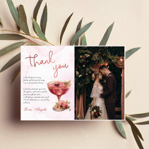 Cocktails Brunch & Bubbly Bridal Shower Photo Thank You Card