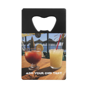 Cocktails by the Sea Custom Text Credit Card Bottle Opener
