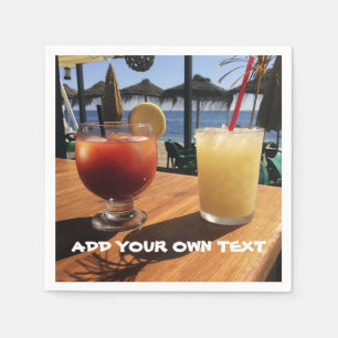 Cocktails by the Sea Custom Text Napkin