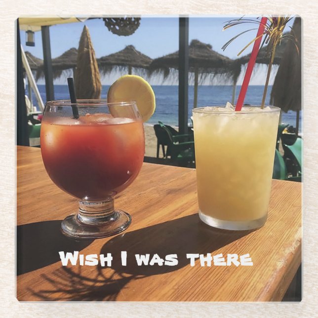 Cocktails by the Sea Glass Coaster (Front)