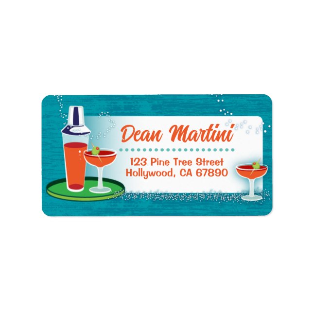 Cocktails Carte de Noël Étiquettes de adresse (Devant)