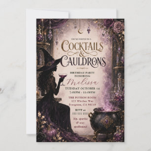 Cocktails & Cauldrons Birthday Party Invitation