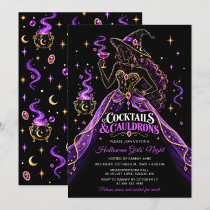 Cocktails & Cauldrons Halloween Girls Night Invitation