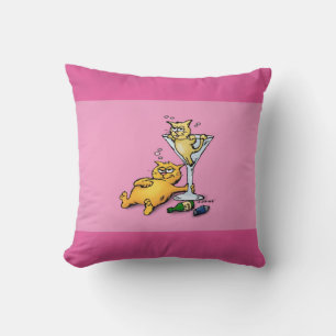 Cocktails & Chatons Coussin Rose Cartoon