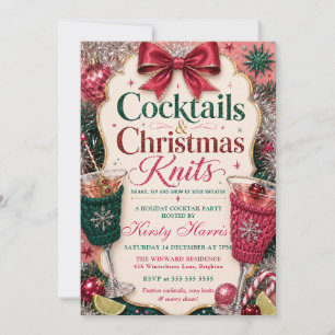 Cocktails & Christmas Knits Holiday Party Invitation