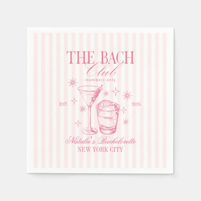 Cocktails Club Bachelorette Party Pink Napkin (Front)