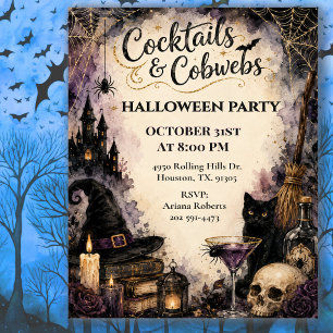 Cocktails & Cobwebs Halloween Party Celebration Invitation