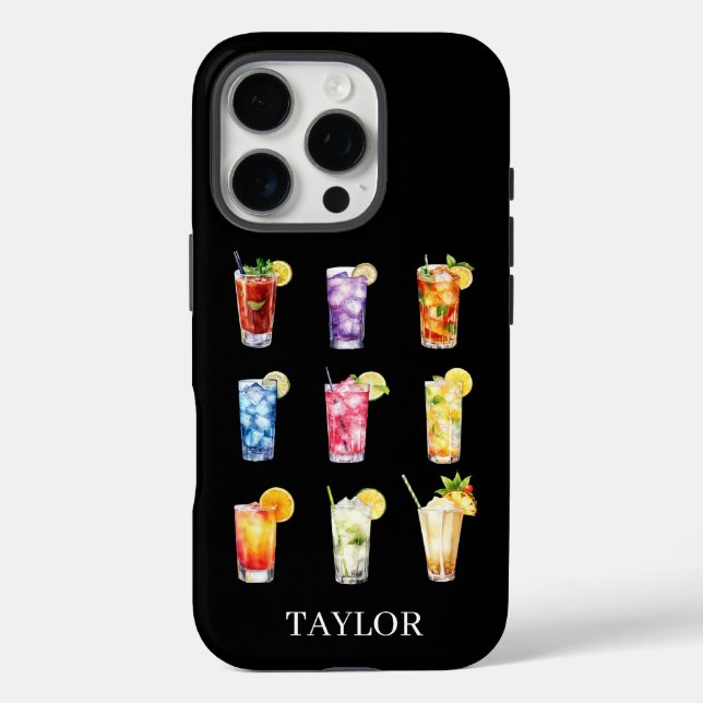 Cocktails Cocktails Cocktails Monogrammed Case-Mate iPhone Case (Back)