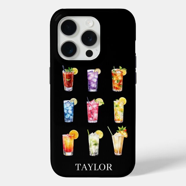 Cocktails Cocktails Cocktails Monogrammed Case-Mate iPhone Case (Back)