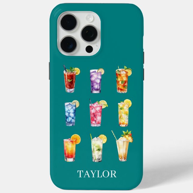 Cocktails Cocktails Cocktails Monogrammed Case-Mate iPhone Case (Back)