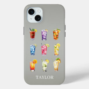 Cocktails Cocktails Cocktails Monogrammed iPhone 15 Mini Case