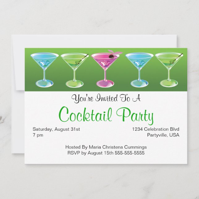 Cocktails colorés Invitation (Devant)