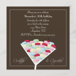 Cocktails & Cupcakes Birthday Invitation