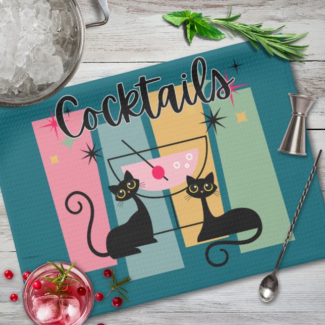 Cocktails de chat Cuisine et bar Serviette (Créateur téléchargé)
