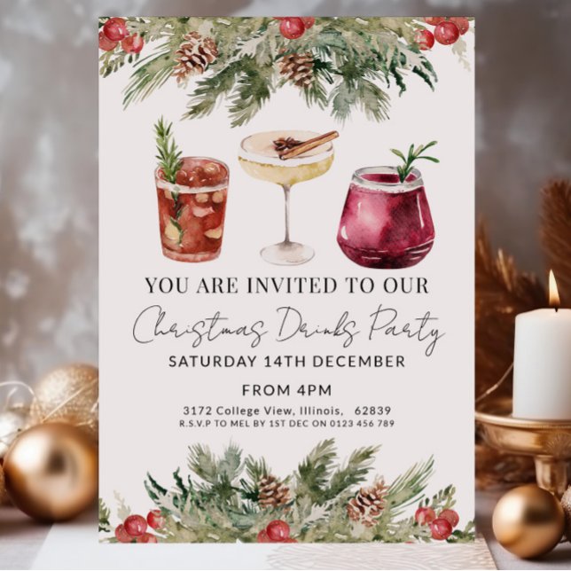 Cocktails de Noël Invitation de la fête (Créateur téléchargé)