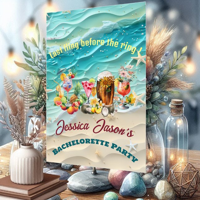 Cocktails de plage Fruits Tropicaux Enterrement de (Beach Cocktails Tropical Fruits Bachelorette Party Acrylic Sign)