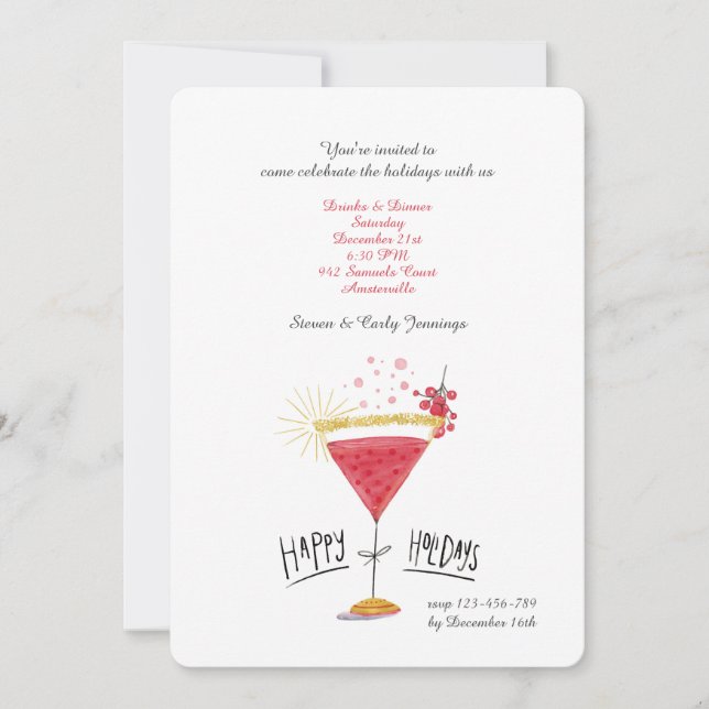 Cocktails de vacances Invitation (Devant)