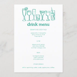 Cocktails Doodle Sketch Modern CUSTOM Drink Menu