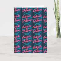Cocktails & Dreams Neon Sign Blank Greeting