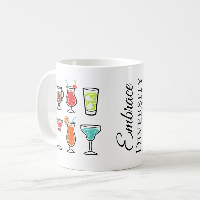 Cocktails Embrace Diversity Bachelorette Coffee Mug (Front Left)