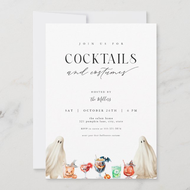 Cocktails et costumes Invitation à la fête d'Hallo (Devant)